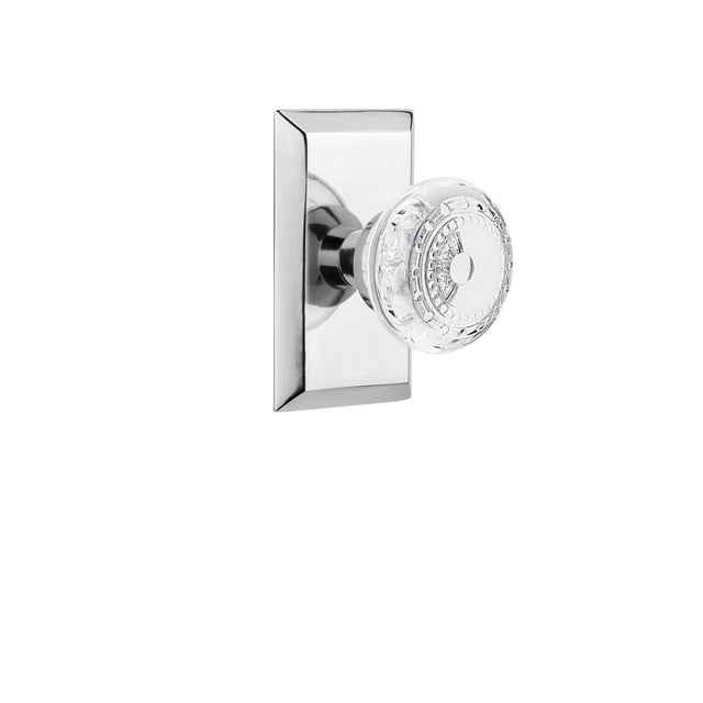 Nostalgic Warehouse 751874 Passage Studio Plate with Crystal Meadows Knob, Backset Size: 2.75", Bright Chrome