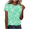 thumbnail image 1 of Hauts d'Été pour Femmes DYTTDG T-shirt à Fleurs Mode pour Femmes Grande Taille Col Rond Manches Courtes Décontracté Ample Tee Haut Hauts pour Femmes Liquidation Moins de 10 Multicolore,m, 1 of 5
