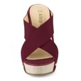 thumbnail image 2 of BLISSFUL STEP Women's Linen Platform Slide Wedge Open Toe Sandals, 2 of 6