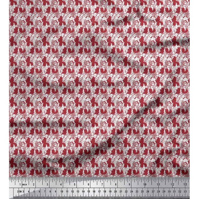 Soimoi Rayon Fabric Flower Artistic Print Fabric by Yard 42 Inch Wide