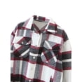 thumbnail image 3 of Kmbangi Women Plaid Print Coat, Long Sleeve Button-down Collar Jacket, 3 of 9
