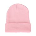 thumbnail image 1 of Men Women Solid Color Warm Woolen Knitted Cap Fluorescent Cuffed Beanie Hat, 1 of 10