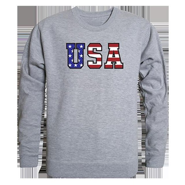 Rapid Dominance RS3-784-HGY-01 Drapeau Texte Graphique Col Rond Sweat-Shirt&44; Gris Bruyère - Petit