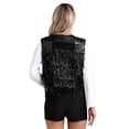 thumbnail image 2 of Ocealan Gilet à Franges à Paillettes pour Femme Vestes Sans Manches Scintillantes Gilet à Paillettes Manteau Fête Bal Ouvert à l'Avant Gilet Noir m, 2 of 7