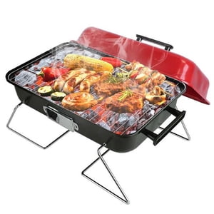 Fresh Fab Finds FFF-GPCT4293 Portable Charcoal Grill extérieur Tablet Grill Petit Barbecue Fumer pliant BBQ Grill avec lis pour le camping de jardin Picnics Beach et #44; Rouge