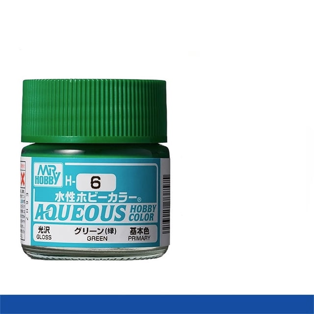 Mr. Hobby Aqueous H6 Gloss Green Acrylic Paint 10ml for Scale Models & Miniatures