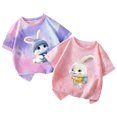 thumbnail image 1 of Jamicy Chemises de Bain pour Filles Cadeau pour Enfants Hauts Mignons pour Filles 2 Pcs Manches Courtes T-Shirts d'Été Mode T-Shirts Graphiques Col Rond Chandail Tee, 1 of 3