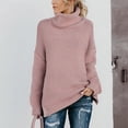 thumbnail image 4 of IROINID Chandail à Col Roulé pour Femmes Couleur Unie Ample Mi-Longueur Manches Longues Ligne Épaisse, 4 of 7