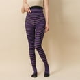 thumbnail image 4 of TIEVOSA Collants Transparents Gainants d'Halloween pour Femmes avec Motif Rayé Contrastant (Violet), 4 of 5