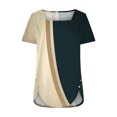 thumbnail image 4 of Birdeem Fashion Womens Casual Printed Square Neck Short Sleeve Buttons Tops Loose Blouses, 4 of 5