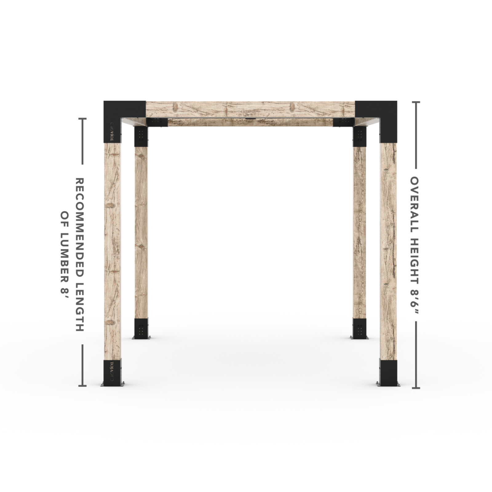 Toja 8' X 12' Pergola Kit With Shade Sail For 6X6 Wood Posts