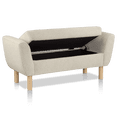 thumbnail image 3 of Bouclair Oatmeal Fabric and Wood Bench, 3 of 7