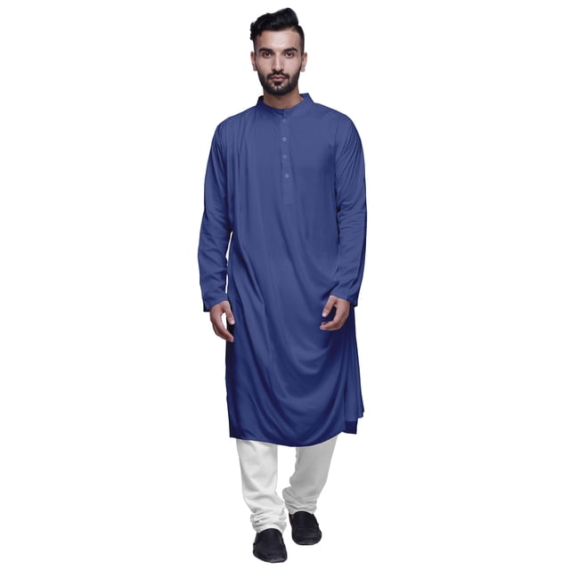 Atasi Kurta Long pour Hommes Col Mandarin Uni Drapé Vêtements
