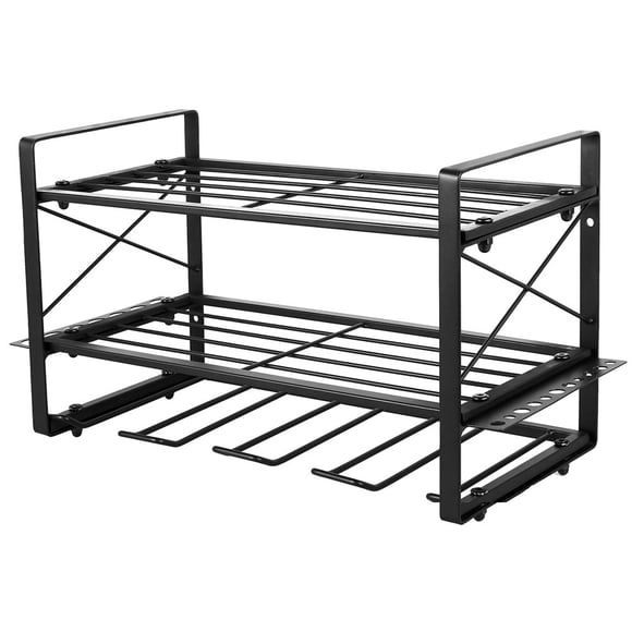 MesaSe Power Tool Organizer Drill Holder Wall Mounted Garage Tool Organizer and Storage Metal Drill Storage Rack 3-Tier Power Tool Organizer Heavy Duty Utility Storage Rack for Drill