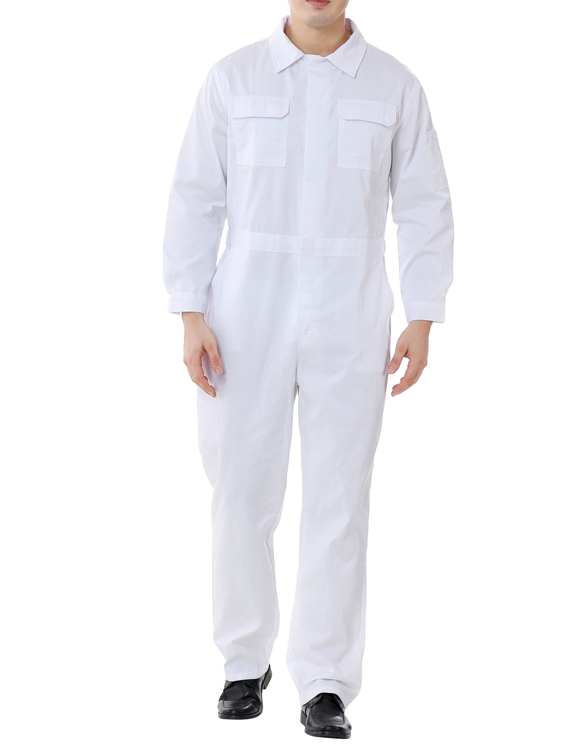 TOPTIE Workwear Mechanic Coverall 8.5 oz Polyester Cotton Blend Size Regular-White-M Regular