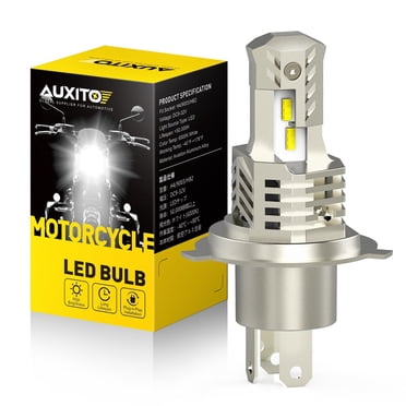 AUXITO Ampoule de Phare LED H4 pour Moto, 6000K Blanc 300 % Plus Lumineux 9003 HB2 Faisceau Hi/Lo, Lot de 1