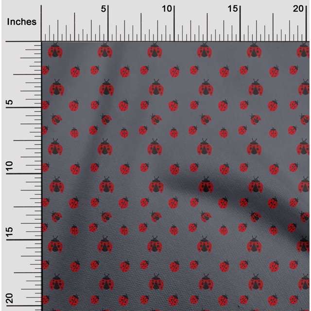 oneOone Tissu Flex Coton Gris Rouge Insecte Matériel de Couture Imprimé Tissu au Mètre 40 Pouces de Large