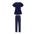 thumbnail image 4 of Yinanstore Women's Short Sleeve Scrub Set, Dark Blue, L, 4 of 8