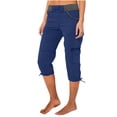 thumbnail image 2 of Timegard Womens Cargo Capri Pants Elastic Waisted Drawstring Cinch Bottom Hiking Crop Pants with Pockets, 2 of 6
