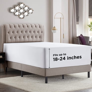 Empyrean Drap-Housse Grand Extra Profond Seulement Poche Profonde Convient de 18 à 24 Pouces, Drap-Housse Grand Poche Profonde, Microfibre Douce 110 G/m2 Drap-Housse Grand Poche Profonde avec Sangles d'Angle, Blanc