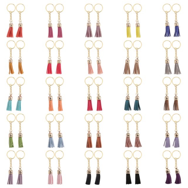 50pcs Unique Tassel Keychain DIY Tassel Pendants Leather Tassel Keyholders