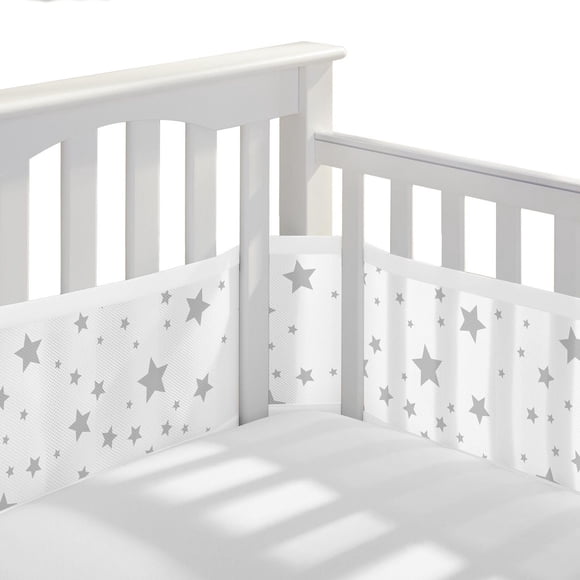 BreathableBaby Doublure en maille respirante pour berceaux pleine grandeur, maille classique de 3 mm, lumière des étoiles (la taille 4FS couvre 3 ou 4 côtés)