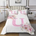 thumbnail image 1 of Erosebridal Courtepointe Rose Initiale U Grand Lit, Saint-Valentin 02, Déco Romantique de Roses, 1 of 5