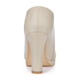 thumbnail image 2 of Unique Bargains Bottines à Plateforme à Bout Rond à Talons Épais pour Femme Beige (Taille 8,5), 2 of 6