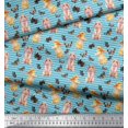 thumbnail image 2 of Soimoi Blue Cotton Cambric Fabric Stripe,Insect & Bunny Animal Print Sewing Fabric BTY 42 Inch Wide, 2 of 3