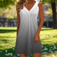 thumbnail image 4 of Kyusrd Robe Débardeur d'Été pour Femmes Robe Courte Plissée à Col en V Sans Manches Robe Soleil T-Shirt Robe Trapèze Robe Courte de Plage, 4 of 6