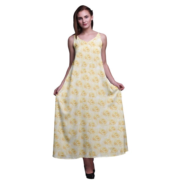 Bimba Robe Longue Maxi Imprimée en Rayonne à Bretelles Spaghetti Ajustables pour Femmes Boho-Xx-Grand