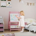 thumbnail image 2 of Qaba Chevalet Artistique pour Enfants, Chevalet pour Enfants 3-en-1 Double Face avec Rouleau de Papier - Rose, 2 of 10