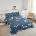 thumbnail image 2 of YST Dragonfly Down Comforter King Size 3Pcs,White Blue Dragonflies Comforter Set,Hand Drawn Sketch Style Bedding Set,Spring Rustic Flying Animal Quilt Set 1 Comforter with 2 Pillow Cases, 2 of 5