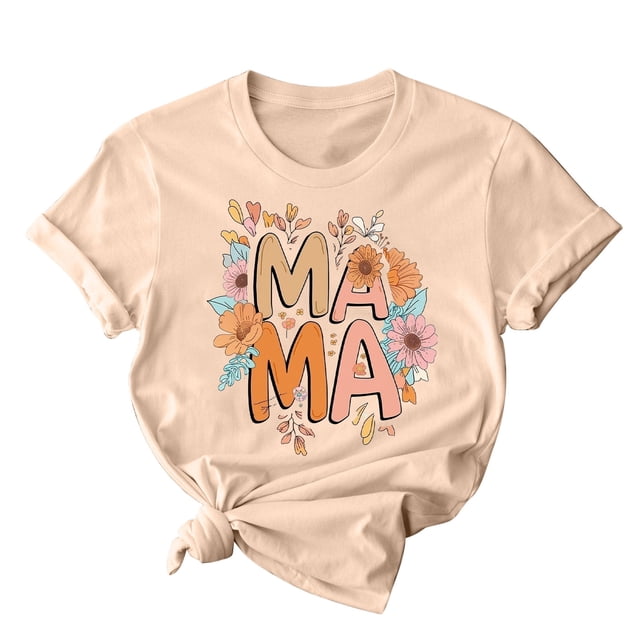 RKSTN Hauts d'Été pour Femmes 2024 Décontractés Coupe Ample Polyvalents T-Shirts Graphiques Mode à Imprimé Floral Respirants Manches Courtes Col Rond T-shirt Blouses, Cadeaux de la Fête des Mères