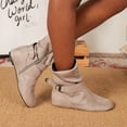 thumbnail image 2 of XZNGL Bottes pour Femmes Hiver Bottes d'Hiver pour Femmes Rétro Femmes Vintage Boucle Simple Fermeture Éclair Décontractée Intérieur Rehaussant Talons Bas Fermeture Éclair Automne Hiver Bottines Bout Rond Chaussures, 2 of 9