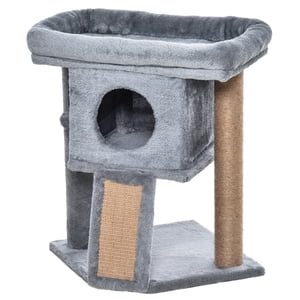 Petite tour de chat gris clair avec perche & Poste d'échouement - Condo Kitty intérieur, 22.4" Meubles de chat haut, compact pour le salon & Chambre