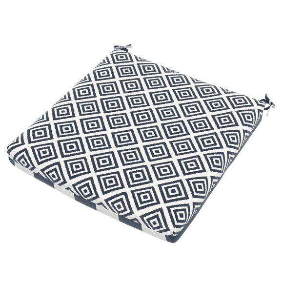 Mainstays 18" x 17" Blue Cabana Tile Chair Outdoor Seating Cushions, Water Repellent (2 Count)