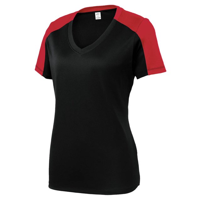 Gravity Threads Chemise à Manches pour Femmes - Noir/rouge Vrai - 2TG
