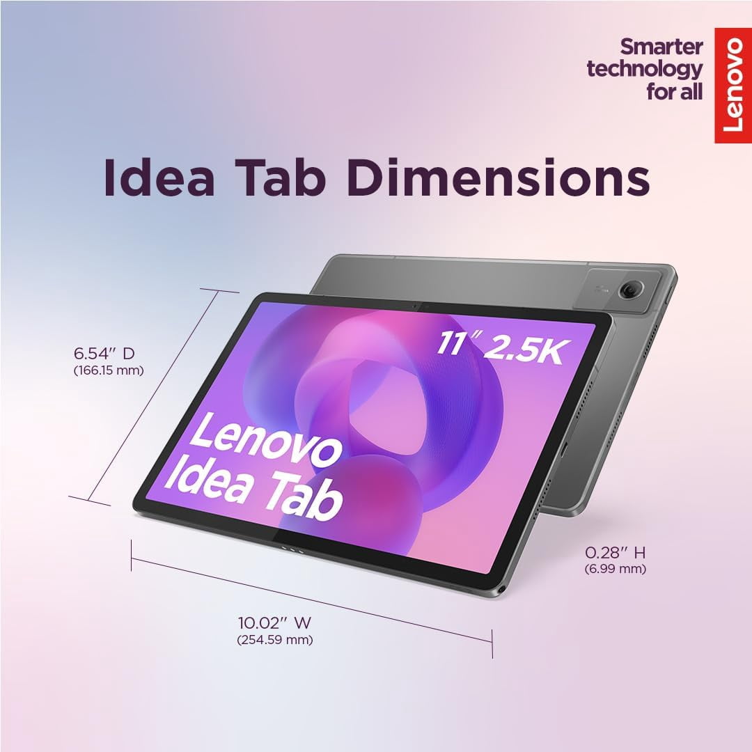 Tablette Android Lenovo Idea Tab 11 po, MTK Dimensity 6300, 128 Go SSD, 4 Go de RAM, avec étui folio et stylet – Gris Luna