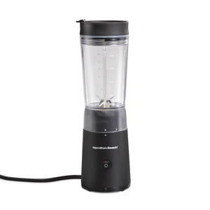 Hamilton Beach Personal Blender with Leak-Proof Travel Lid, Stainless Steel Blades, 14 oz Jar, 300W Peak Power, Black, 51190C