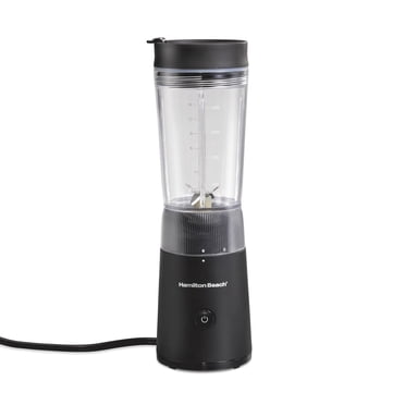 Hamilton Beach Personal Blender with Leak-Proof Travel Lid, Stainless Steel Blades, 14 oz Jar, 300W Peak Power, Black, 51190C