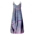 thumbnail image 3 of Women Summer O-Neck Print Sleeveless Plus Size Pullover Long Dresses Spaghetti Strap Long Maxi Dress with Pockets, 3 of 4