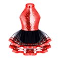 thumbnail image 1 of inhzoy Robe de Danse en Tulle à Sequins pour Filles, Tutu de Jazz, Performance Latine, Tenue de Danse de Salon Rouge 6, 1 of 5
