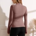thumbnail image 4 of Penkiiy Women's Long Sleeve Stretch Slim Fitted Ribbed T-Shirt Blouse Cut Out Solid Basic Tops M Coffee, 4 of 8