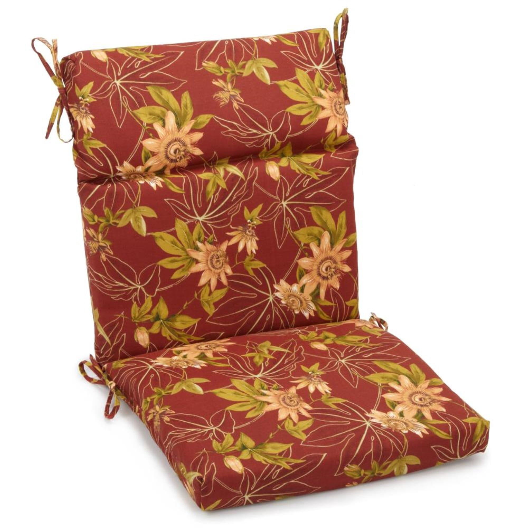 Coussin de Chaise Carré d'Extérieur à Motif en Polyester Filé de 18 Po sur 38 Po, Rubis Passion