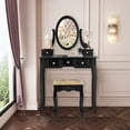 thumbnail image 4 of Costway Ensemble de Coiffeuse Ensemble de Table de Toilette avec 5 Tiroirs Table de Maquillage et Tabouret Ensemble Noir, 4 of 10