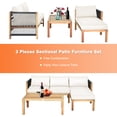 thumbnail image 4 of Gymax 3PCS Patio Acacia Wood Sofa Furniture Set Thick Cushion W/ Nylon Rope Armrest White, 4 of 9