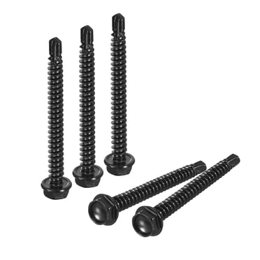 Unique Bargains Lot de 100 Vis Autotaraudeuses de Tête de Laveuse Hexagonale #8 x 2 Pieds Vis pour Tôle