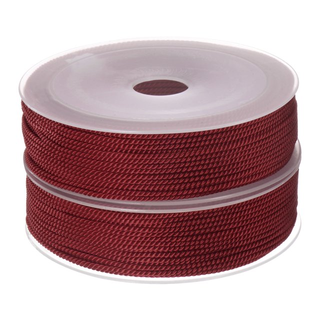 Unique Bargains 2 Pack Twisted Nylon Twine Thread Beading Cord 1.5mm 20M/65 Feet Extra Strong Braided Nylon String, Dark Red