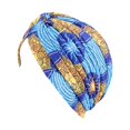 thumbnail image 1 of Ladies Turban Polyester Reusable Washable Foldable Decorative Cap Indoor Outdoor Walking Working Head Bonnet Beanie Blue, 1 of 7